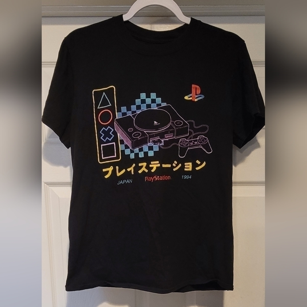 "Vintage Playstation 1994" Size Medium Black Short Sleeve Cotton T-Shirt ©️ 2021